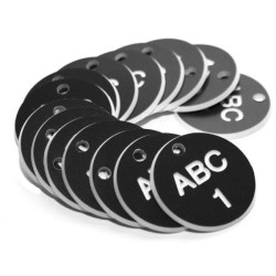 Engraved Valve Tags - Black with White Text