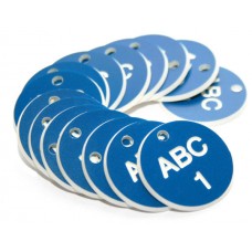 Engraved Valve Tags - Blue with White Text
