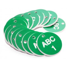 Engraved Valve Tags - Green with White Text