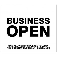 Business Open - Please Follow NHS Guidelines
