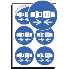 6 x Seatbelt Symbol Labels - 65mm Diameter