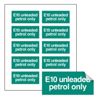 E10 Unleaded Petrol Only - Labels