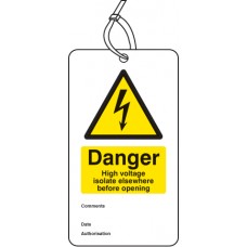 Danger - High Voltage Isolate Elsewhere D / S Tag (Pack of 10)