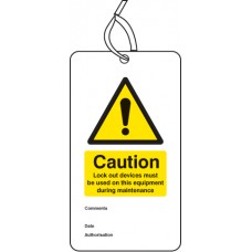 Lockout Tag - Lock Out Device Must be Used On this Equipment - 80 x 150mm (Pack of 10)