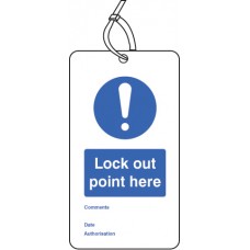 Lockout Tag - Lock Out Point Here - 80 x 150mm (Pack of 10)