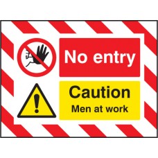 Door Screen Sign - No Entry Caution - Men At Work