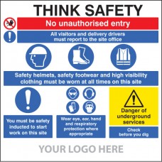 Site Safety Board - Multi-message - Underground Services - Site Saver Sign 1220 x 1220mm
