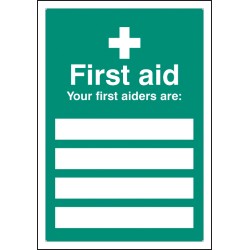 First Aiders Are - Adapt-a-Sign (Space for 4)