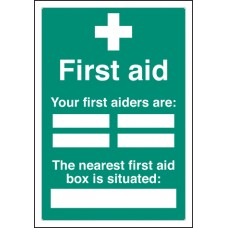 First Aiders the Nearest First Aid Box Is Situated - Adapt-a-Sign