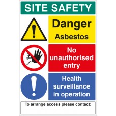 Asbestos Site Safety Board with Contact Details