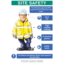 PPE Requirement Sign (Hat - Hivis - Gloves - Boots)