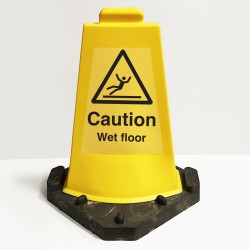 Caution Wet Floor - Double Sided Yellow Cone