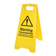 Warning Coronavirus - Yellow Self Standing Sign