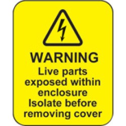 Warning - Live Parts within Enclosure Labels