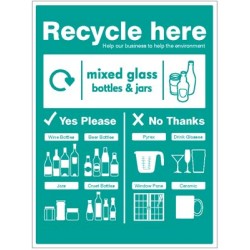 Mixed glass Bottles & jars - WRAP Recycle Here Sign