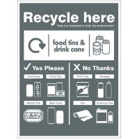 Food Tins and Drink Cans - WRAP Recycle Here Sign